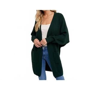 NEW BLUIVY batwing sleeve open cardigan in hunter green